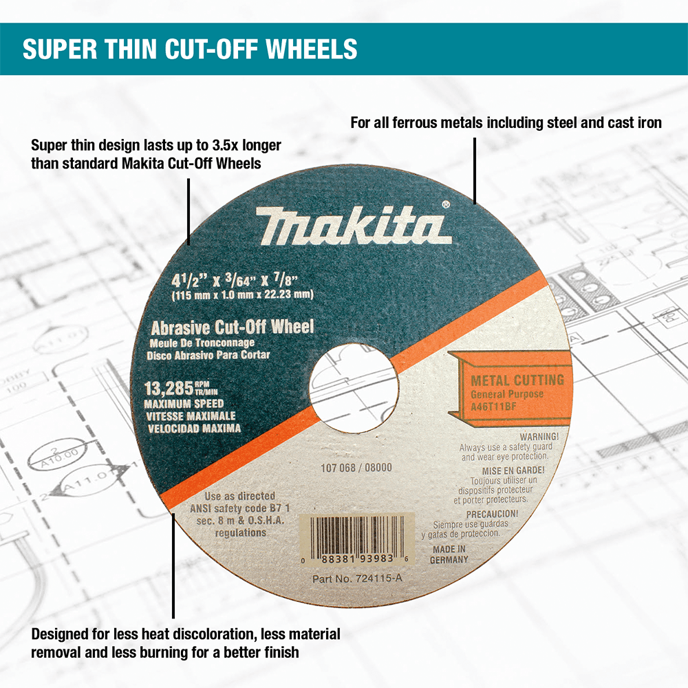 6" 46 Grit Super Thin Cut-off Wheel, Aluminum Oxide (25/Pack) Alt 1 - Image