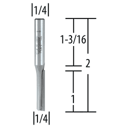 1/4" x 2" Straight Router Bit, 1-Flute, 1/4" Shank Alt 1 - Image