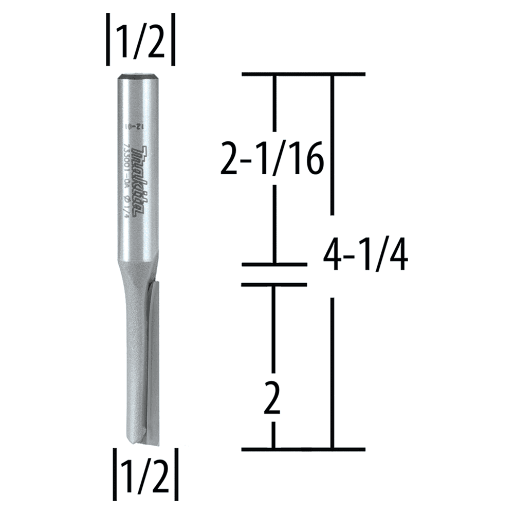 1/2" x 4-1/4" Straight Router Bit, 1-Flute, 1/2" Shank Alt 1 - Image