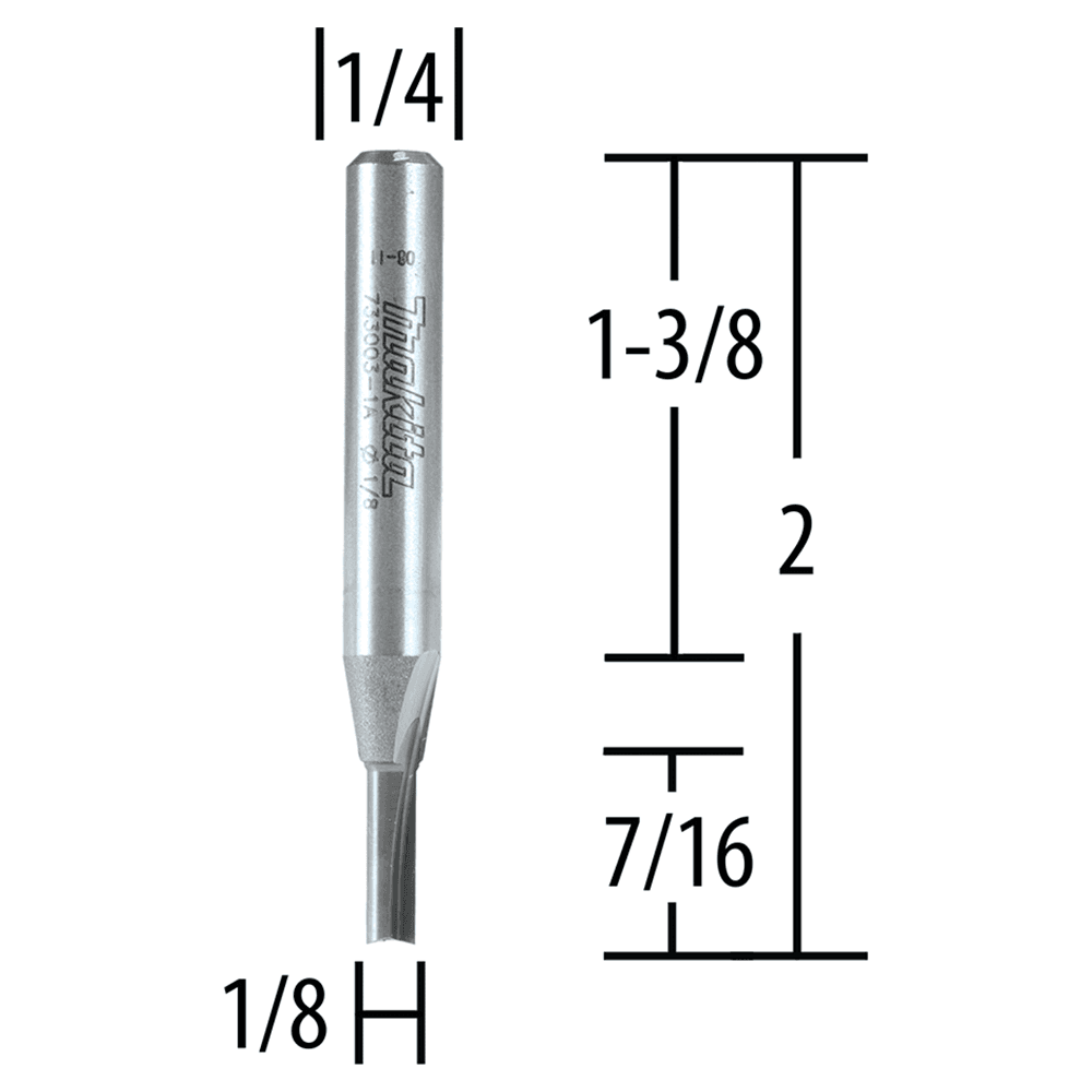 1/8" x 2" Straight Router Bit, 1-Flute, 1/4" Shank Alt 1 - Image