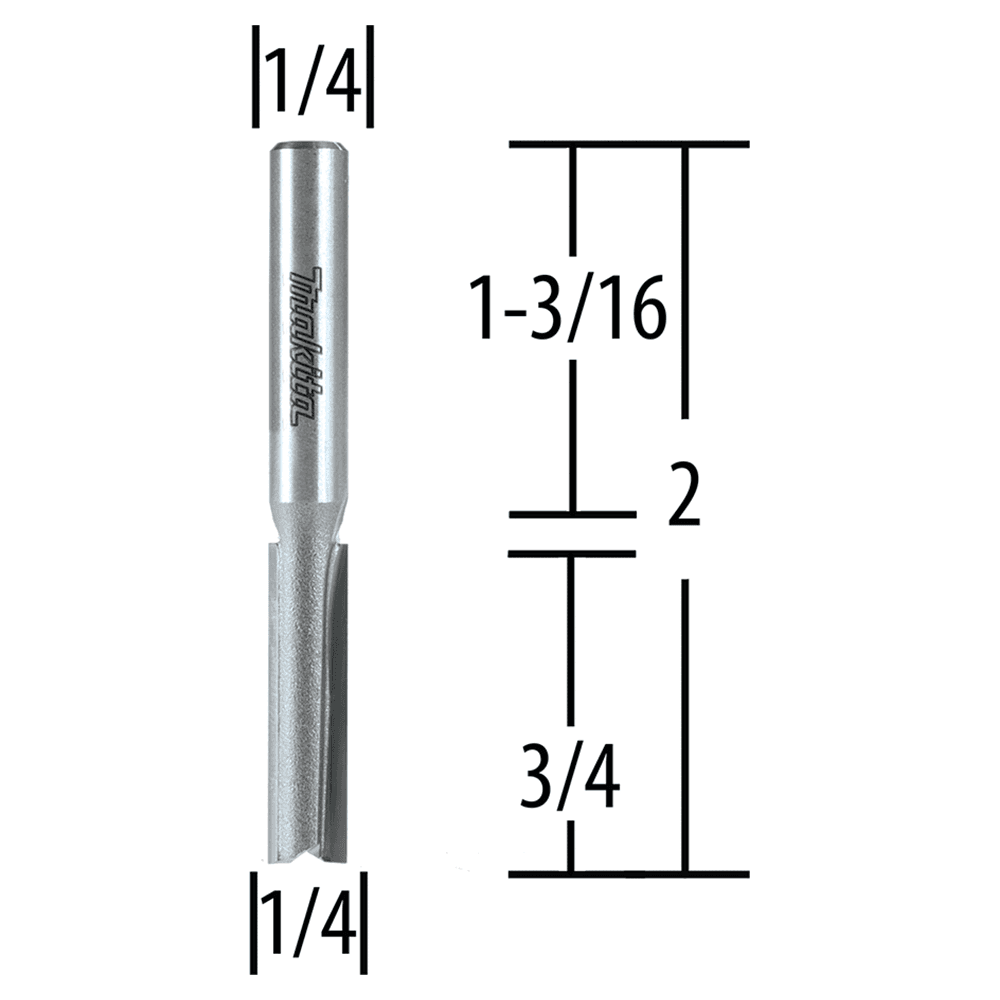 1/4" x 2" Straight Router Bit, 2-Flute, 1/4" Shank Alt 1 - Image