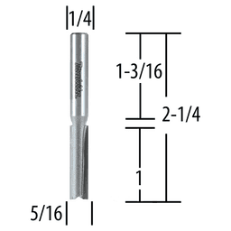 5/16" x 2-1/4" Straight Router Bit, 2-Flute, 1/4" Shank Alt 1 - Image