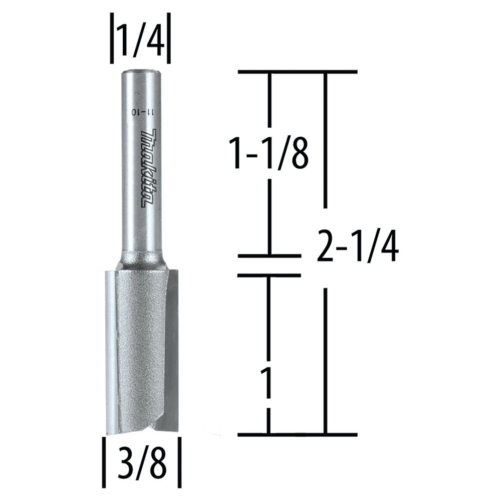 3/8" x 2-1/4" Straight Router Bit, 2-Flute, 1/4" Shank Alt 1 - Image