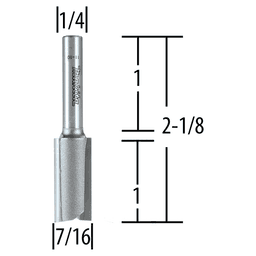 7/16" x 2-1/8" Straight Router Bit, 2-Flute, 1/4" Shank Alt 1 - Image