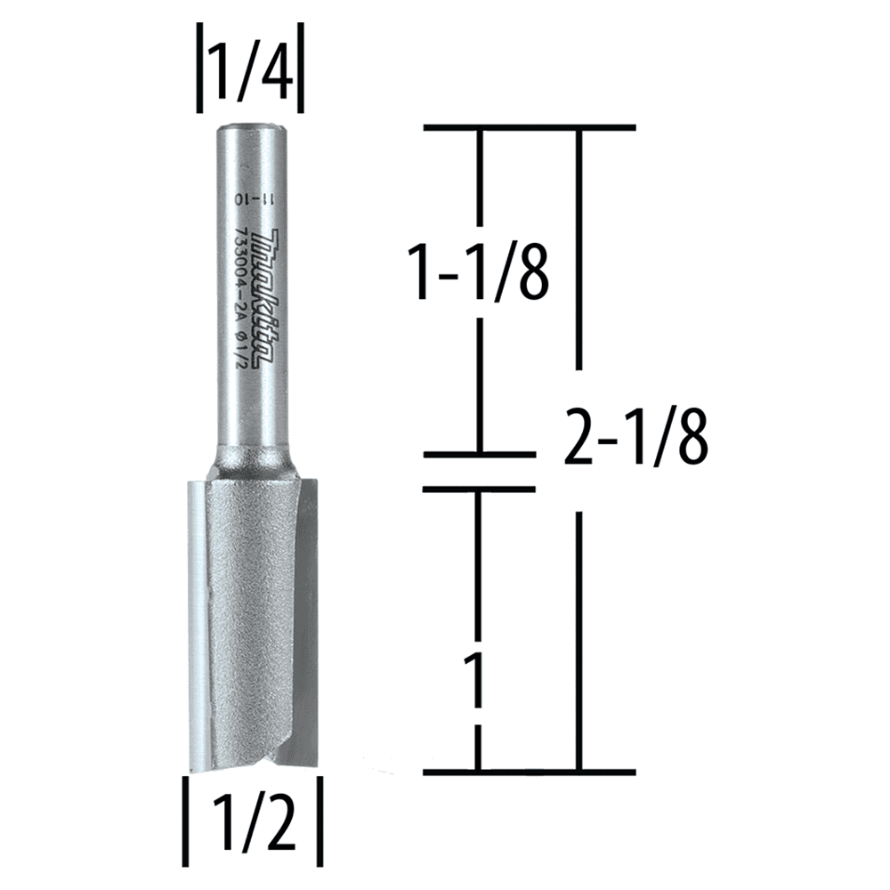 1/2" x 2-1/8" Straight Router Bit, 2-Flute, 1/4" Shank Alt 1 - Image