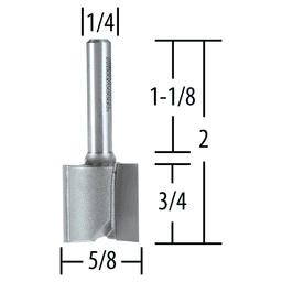 5/8" x 2" Straight Router Bit, 2-Flute, 1/4" Shank Alt 1 - Image