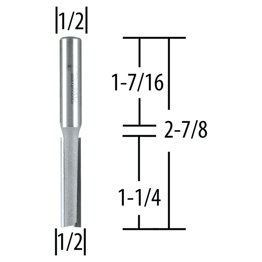 1/2" x 2-7/8" Straight Router Bit, 2-Flute, 1/2" Shank Alt 1 - Image