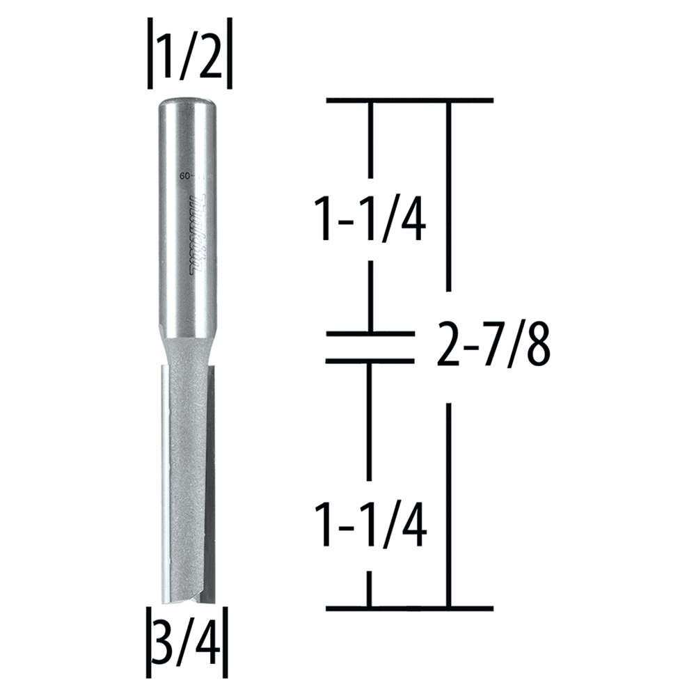 3/4" x 2-7/8" Straight Router Bit, 2-Flute, 1/2" Shank Alt 1 - Image