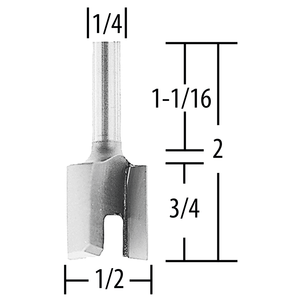 1/2" x 2" Hinge Mortising Router Bit, 2 Flute, 1/4" Shank Alt 1 - Image