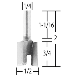 1/2" x 2" Hinge Mortising Router Bit, 2 Flute, 1/4" Shank Alt 1 - Image