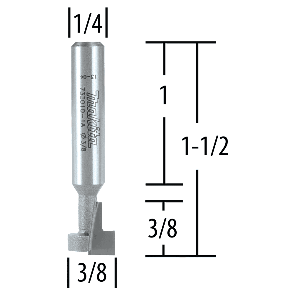 3/8" x 1-1/2" Keyhole Router Bit, 2 Flute, 1/4" Shank Alt 1 - Image