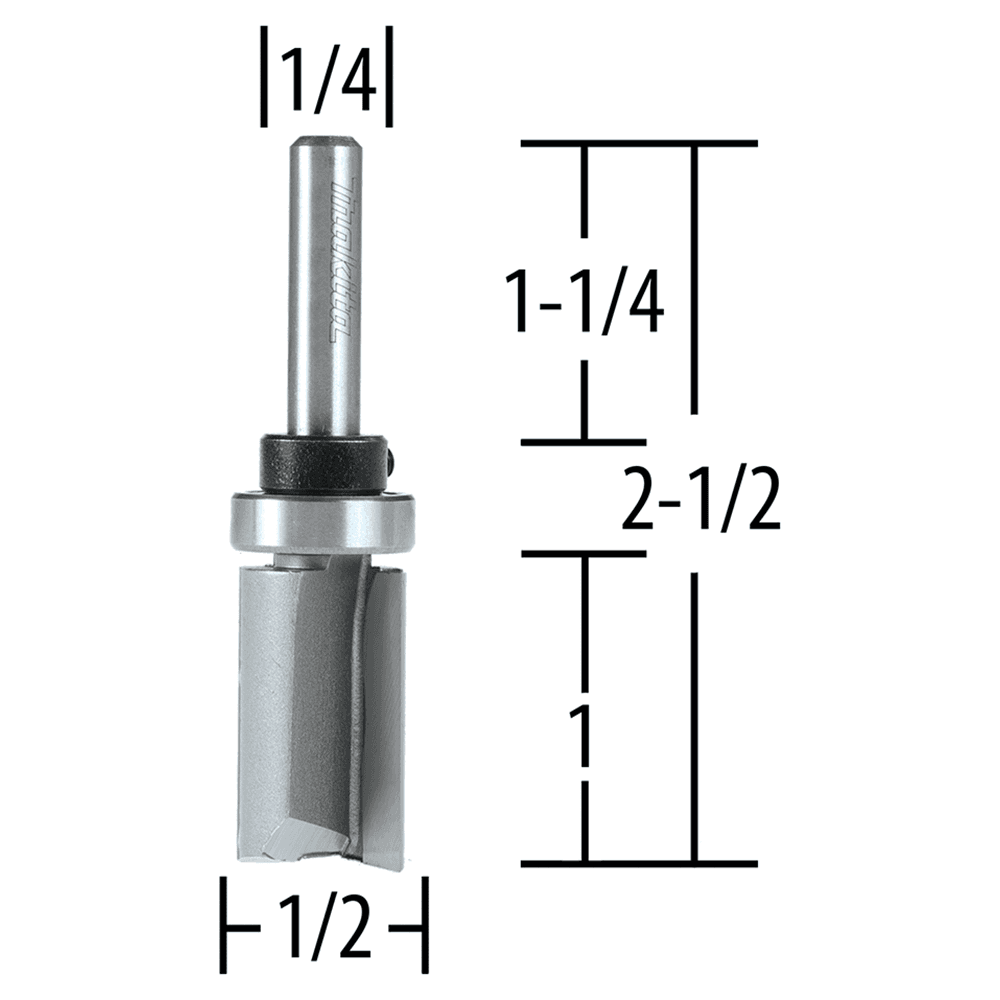 1/2" x 2-1/2" Straight Router Bit, 2-Flute, 1/4" Shank Alt 1 - Image