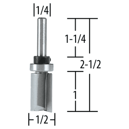 1/2" x 2-1/2" Straight Router Bit, 2-Flute, 1/4" Shank Alt 1 - Image