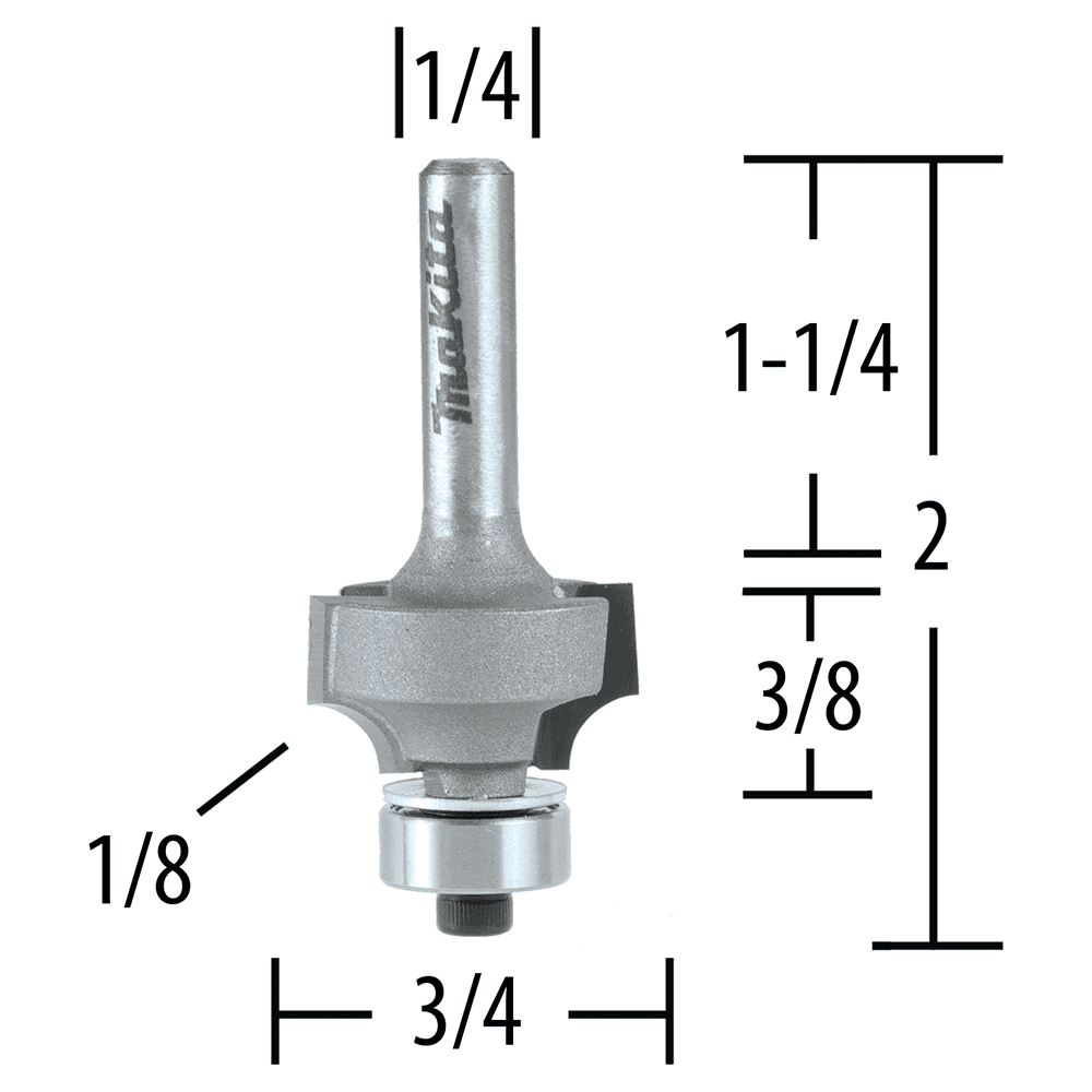 2" x 1/8" Radius Corner Rounding Bit, 2-Flute, 1/4" Shank Alt 1 - Image