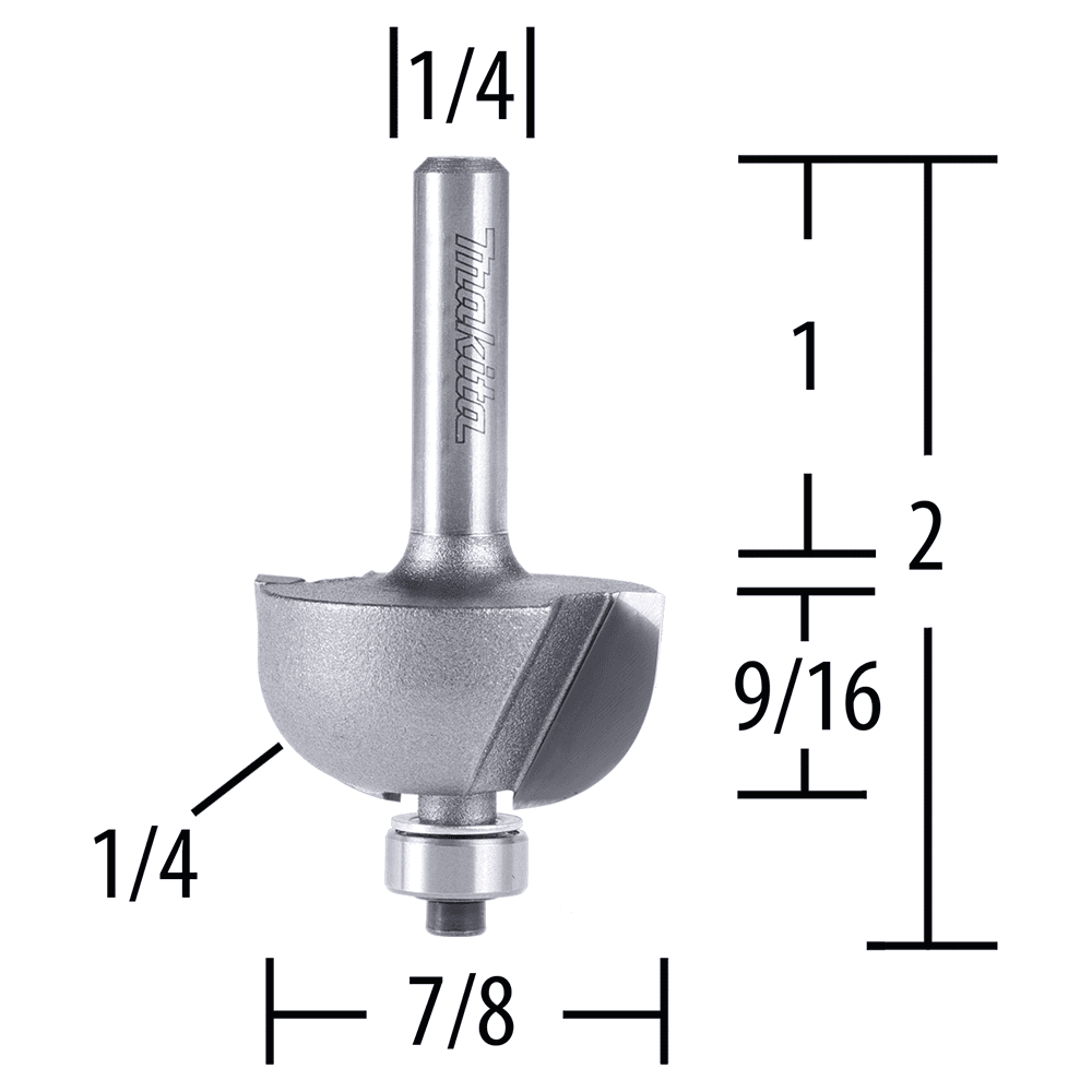 2" X 1/4" Radius Cove Router Bit, 2-Flute, 1/4" Shank Alt 1 - Image