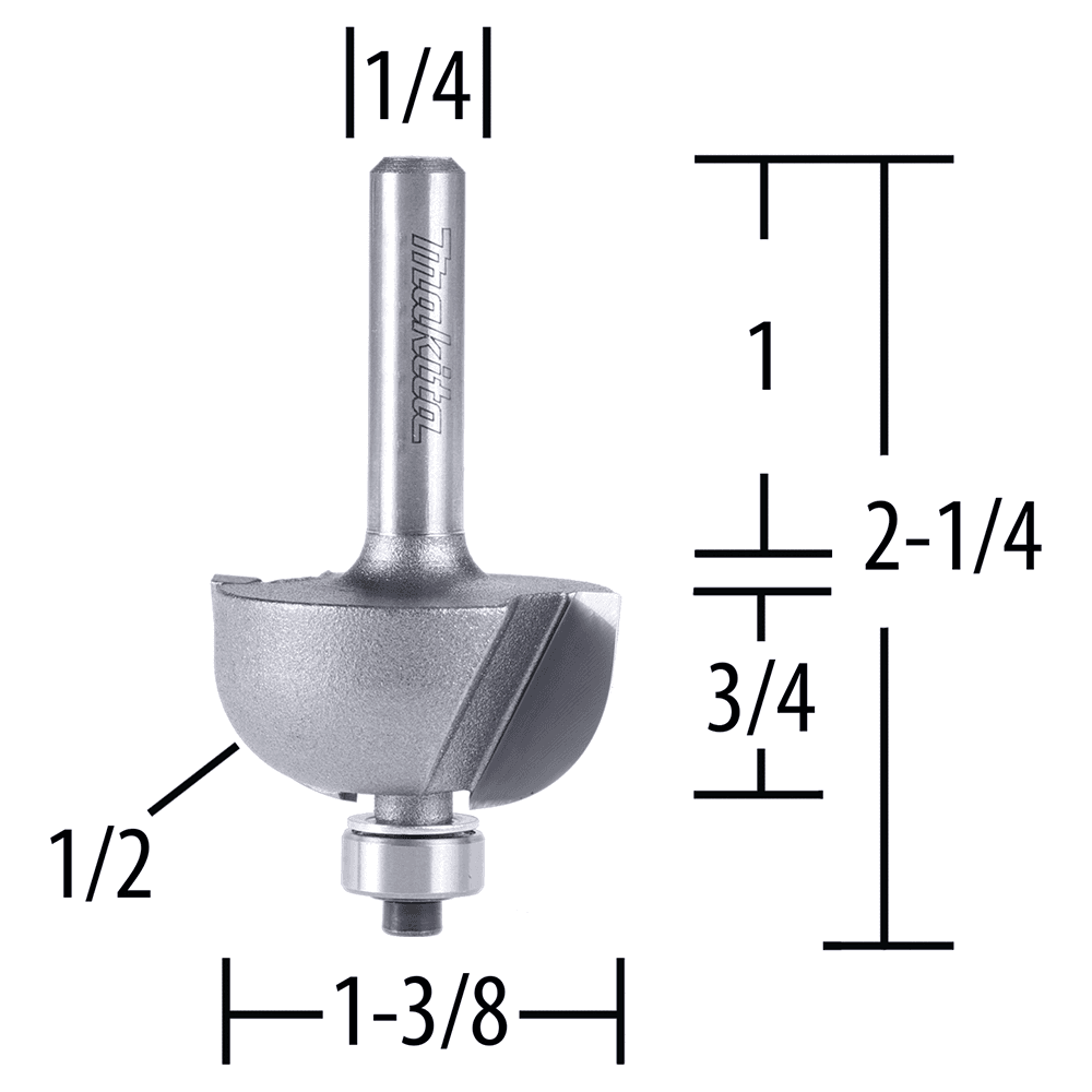 2-1/4" X 1/2" Radius Cove Router Bit, 2-Flute, 1/4" Shank Alt 1 - Image