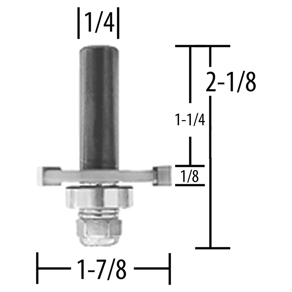 1-7/8" x 2-1/8" Slot Cutter Router Bit, 3-Flute, 1/4"Shank, 1/8" Cutting Height Alt 1 - Image