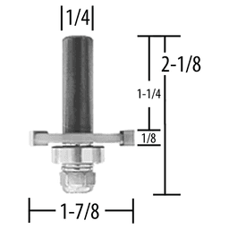 1-7/8" x 2-1/8" Slot Cutter Router Bit, 3-Flute, 1/4"Shank, 1/8" Cutting Height Alt 1 - Image