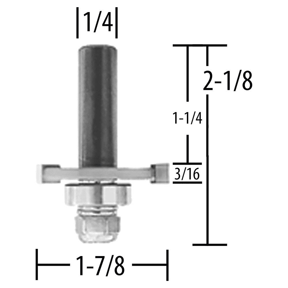 1-7/8" x 2-1/8" Slot Cutter Router Bit, 3-Flute, 1/4"Shank, 3/16" Cutting Height Alt 1 - Image