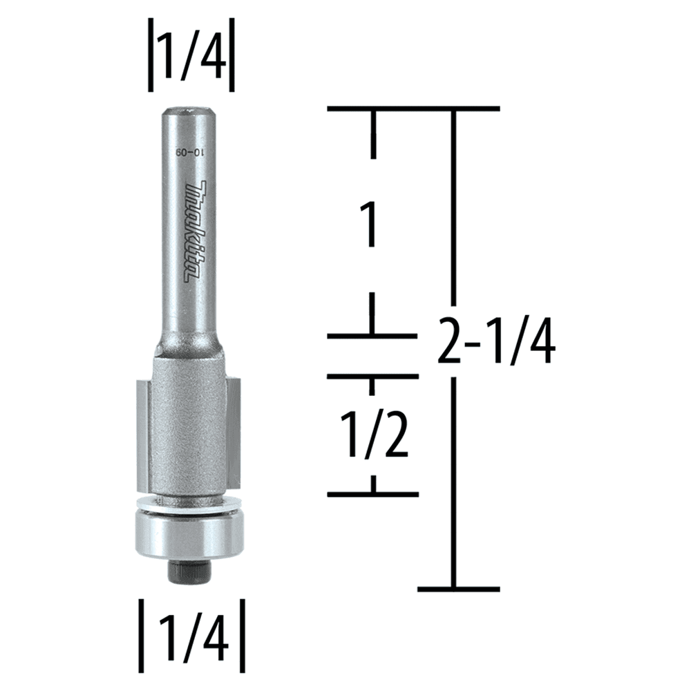 1/4" x 2-1/4" Flush Router Bit, 2-Flute, 1/2" Shank Alt 1 - Image