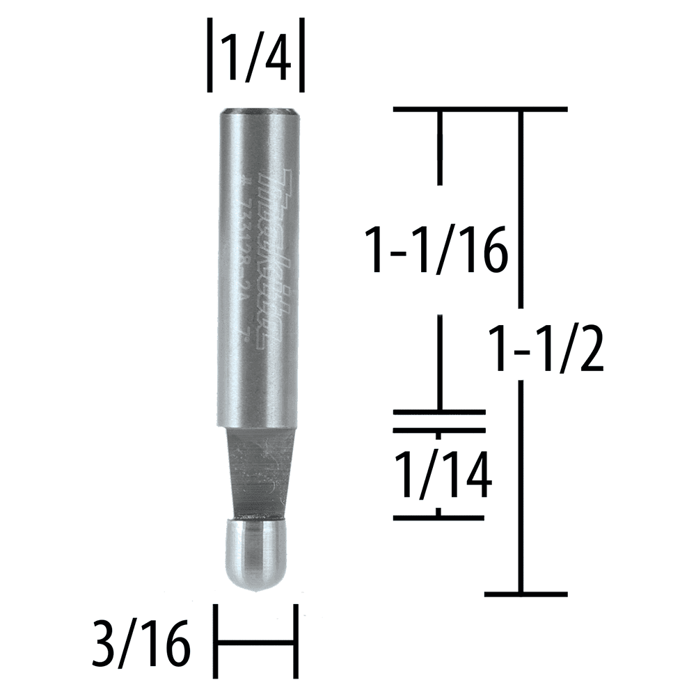 3/16" x 7° Bevel Trim Router Bit, 1/4" Shank Alt 1 - Image