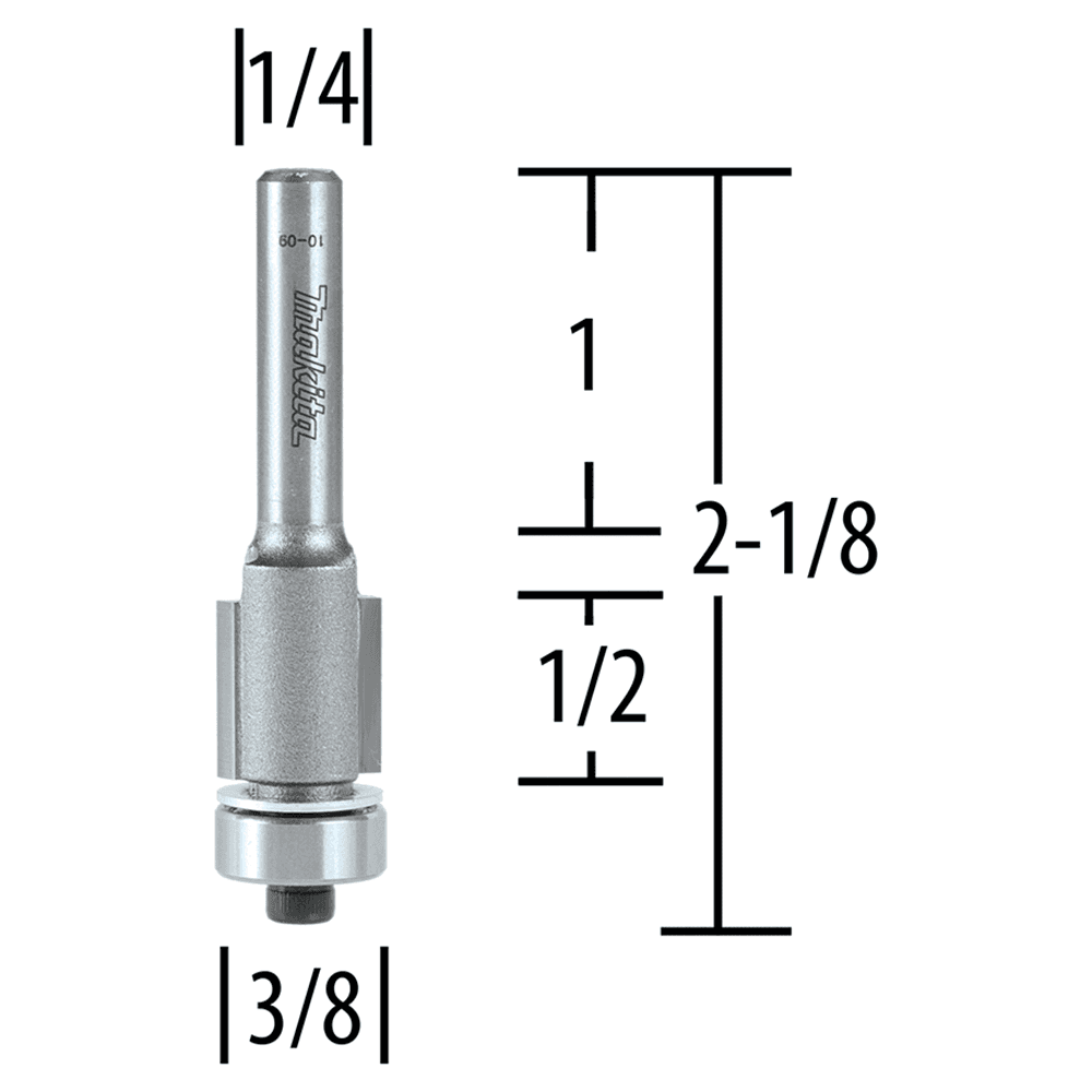 3/8" x 2-1/8" Flush Router Bit, 2-Flute, 1/2" Shank Alt 1 - Image