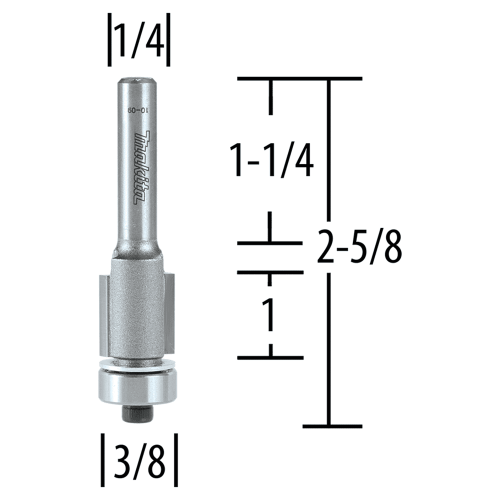 3/8" x 2-5/8" Flush Router Bit, 2-Flute, 1/2" Shank Alt 1 - Image