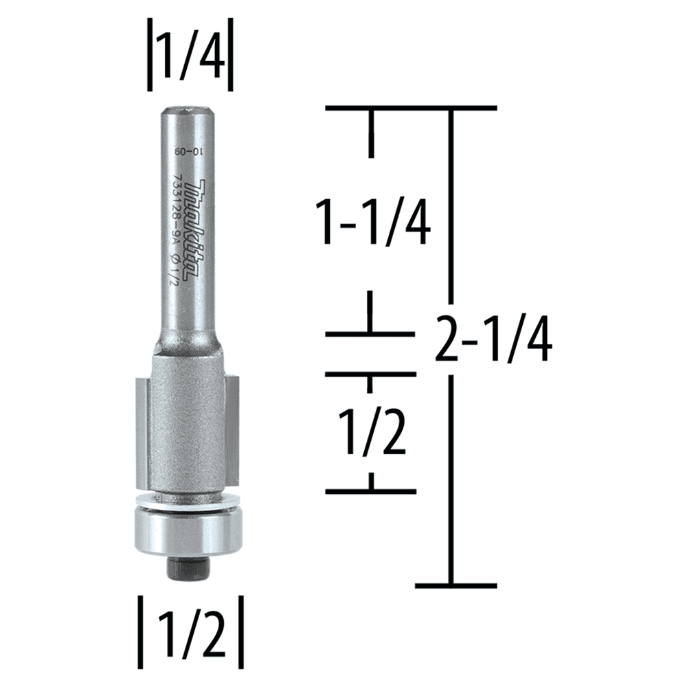 1/2" x 2-1/4" Flush Router Bit, 2-Flute, 1/2" Shank Alt 1 - Image