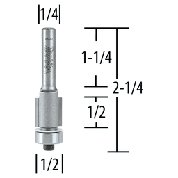 1/2" x 2-1/4" Flush Router Bit, 2-Flute, 1/2" Shank Alt 1 - Image