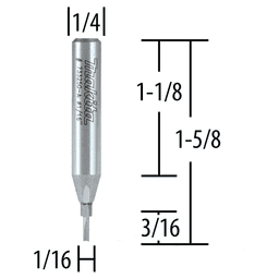 1/16" x 1-5/8" Straight Router Bit, 2-Flute, 1/4" Shank Alt 1 - Image