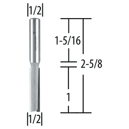 1/2" x 2-5/8" Straight Router Bit, 2-Flute, 1/2" Shank Alt 1 - Image