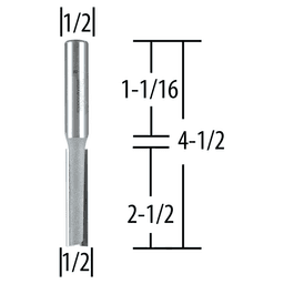 1/2" x 4-1/2" Straight Router Bit, 2-Flute, 1/2" Shank Alt 1 - Image