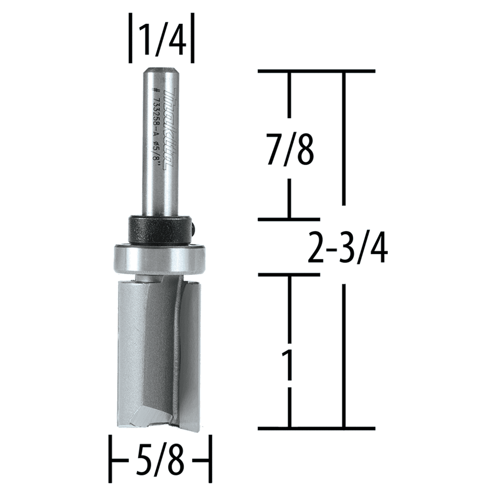 5/8" x 2-3/4" Straight Router Bit, 2-Flute, 1/2" Shank Alt 1 - Image