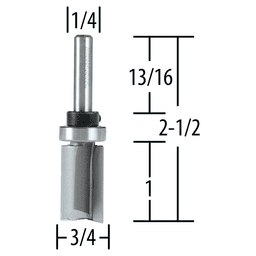 3/4" x 2-1/2" Straight Router Bit, 2-Flute, 1/4" Shank Alt 1 - Image