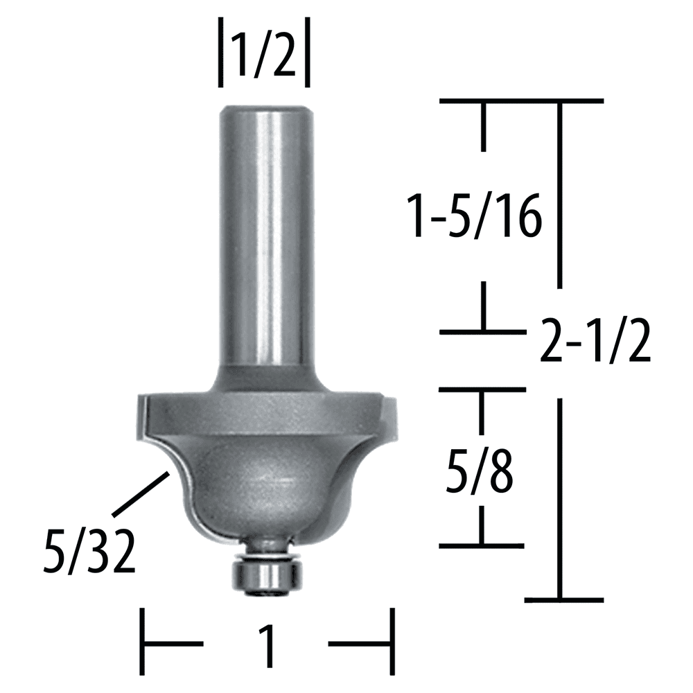 1" x 5/32" Radius Roman Ogee Router Bit, 2 Flute, 1/2" Shank Alt 1 - Image