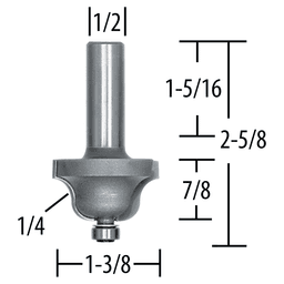 1-3/8" x 1/4" Radius Roman Ogee Router Bit, 2 Flute, 1/2" Shank Alt 1 - Image