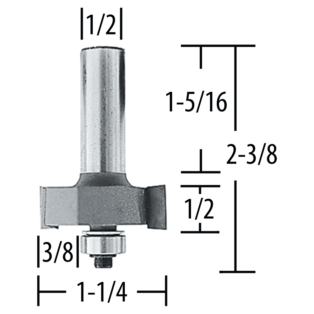 1-1/4" x 2-3/8" Rabbet Router Bit, 2-Flute, 1/2" Shank Alt 1 - Image