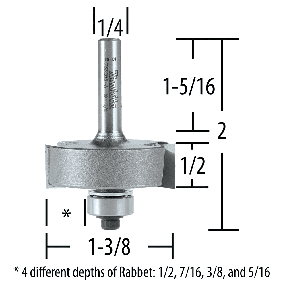 1-3/8" x 2" Rabbet Router Bit, 2-Flute, 1/4" Shank Alt 1 - Image