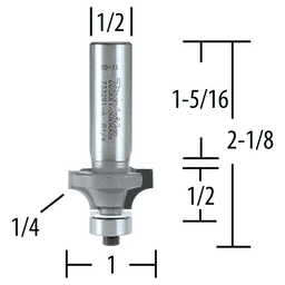 1" x 1/4" Radius Corner Round Router Bit, 2-Flute, 1/2" Shank Alt 1 - Image