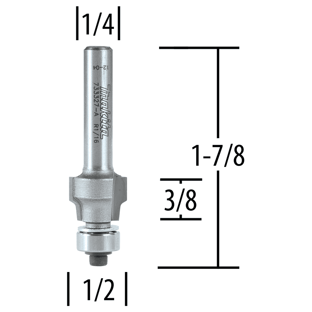 1-7/8" No File Trim Router Bit, 1/4" Shank Alt 1 - Image