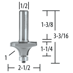 2-1/2" x 1" Radius Corner Round Bit, 1/2" Shank Alt 1 - Image