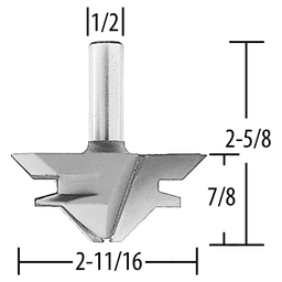 2-11/16" x 45° Lock Miter Router Bit, 2-Flute, 1/2" Shank Alt 1 - Image