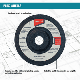 4" 46 Grit Flex Grinding Wheel, Aluminum Oxide (10/Pack) Alt 1 - Image