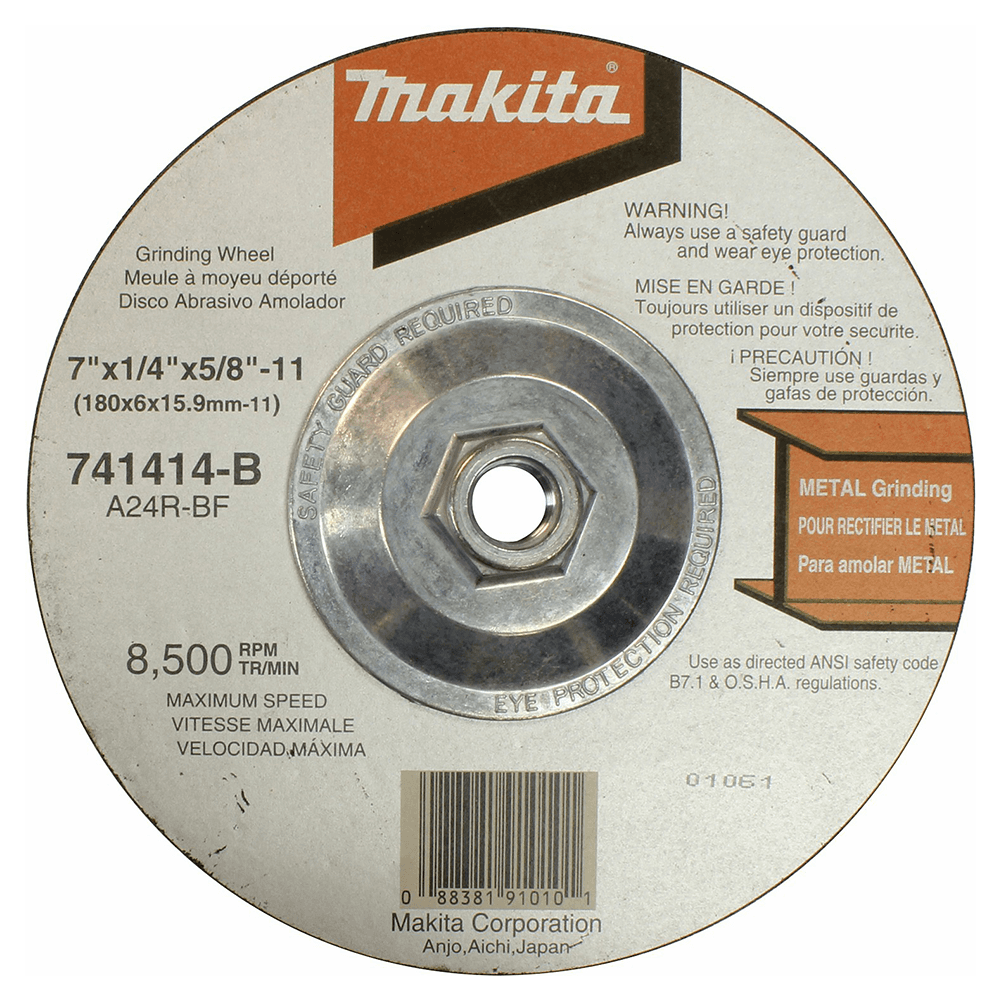 7" 24 Grit Hubbed Grinding Wheel, Aluminum Oxide (10/Pack) Alt 1 - Image