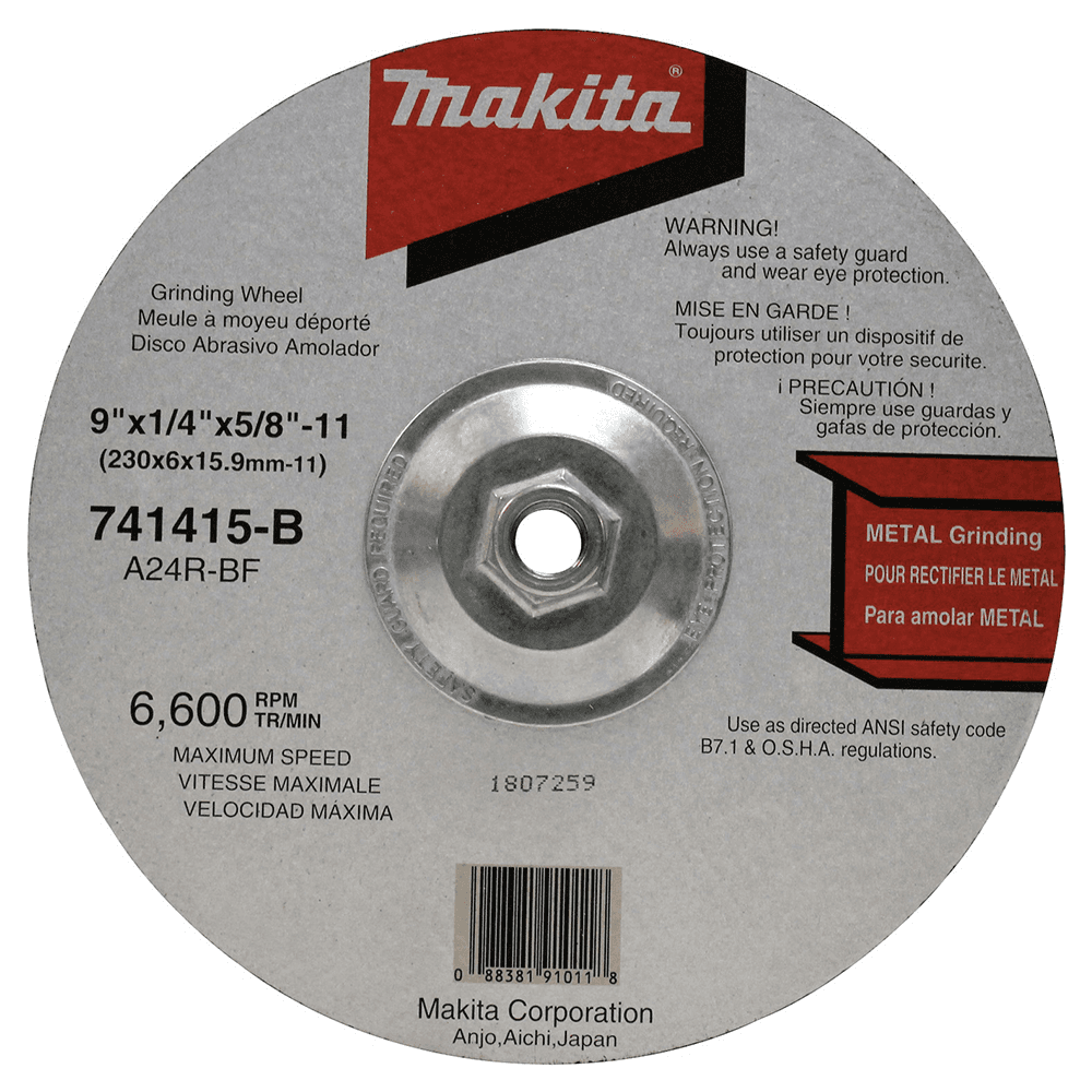 9" 24 Grit Hubbed Grinding Wheel, Aluminum Oxide (10/Pack) Alt 1 - Image