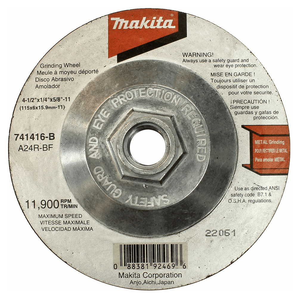 4-1/2" 24 Grit Hubbed Grinding Wheel, Aluminum Oxide (10/Pack) Alt 1 - Image