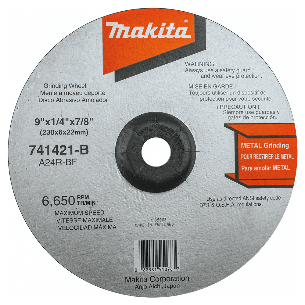 9" 24 Grit General Purpose Metal Grinding Wheel, Aluminum Oxide (10/Pack) Alt 1 - Image