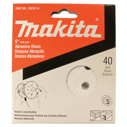 5" Hook/Loop 40 Grit Abrasive 8 Holes Sanding Disc, Aluminum Oxide on Paper (5/Pack) Alt 1 - Image