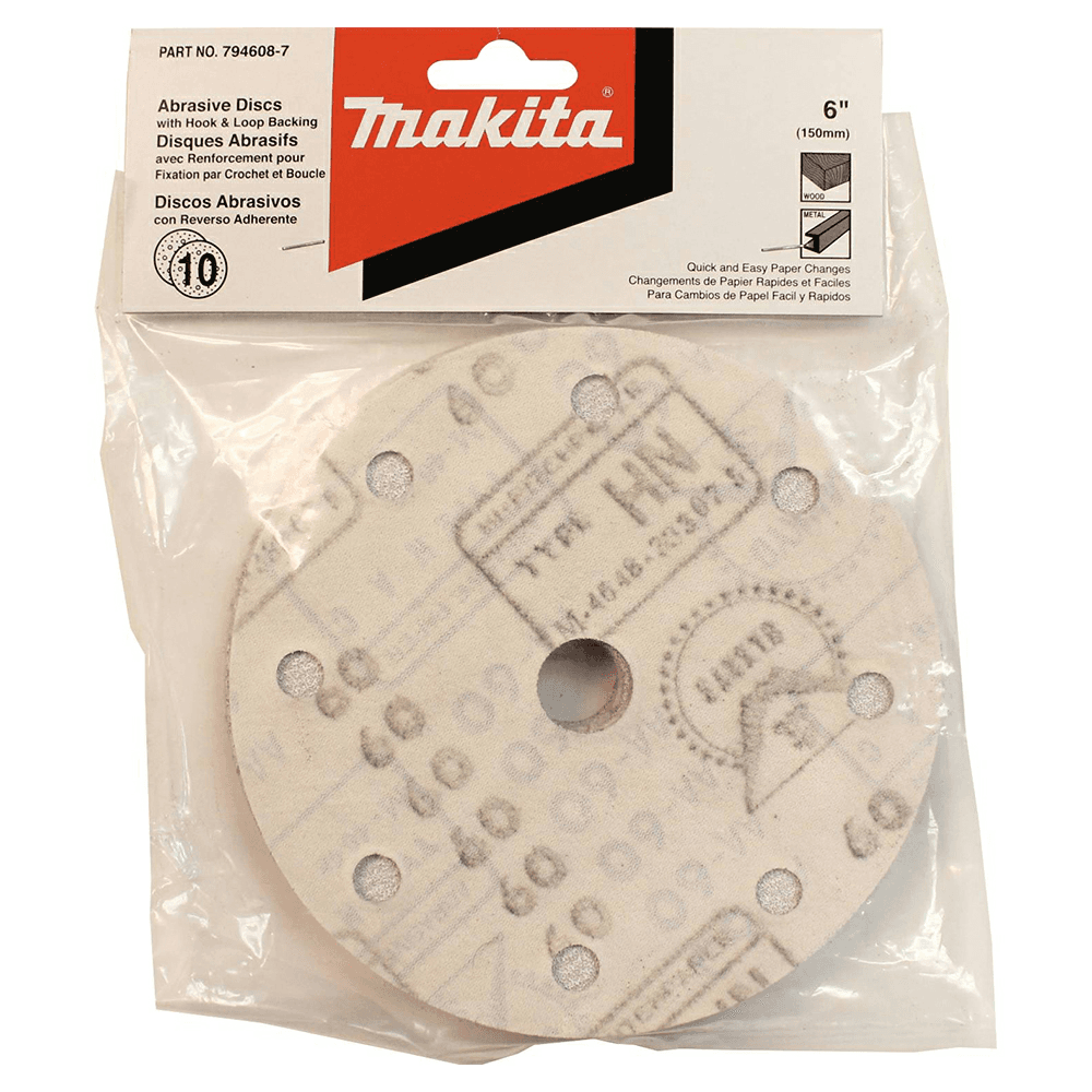 6" Hook/Loop 40 Grit Abrasive 8 Holes Sanding Disc, Aluminum Oxide on Paper (10/Pack) Alt 1 - Image