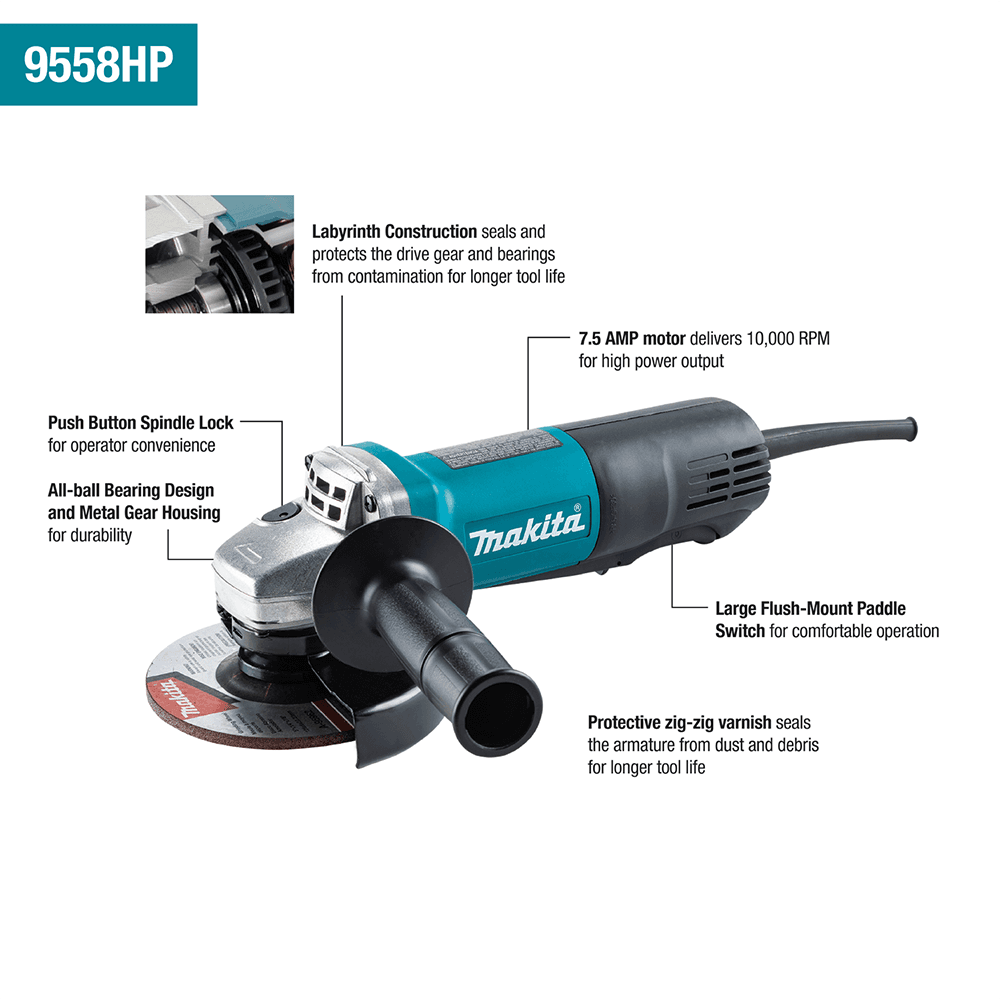 5" Paddle Switch Angle Grinder Alt 4 - Image